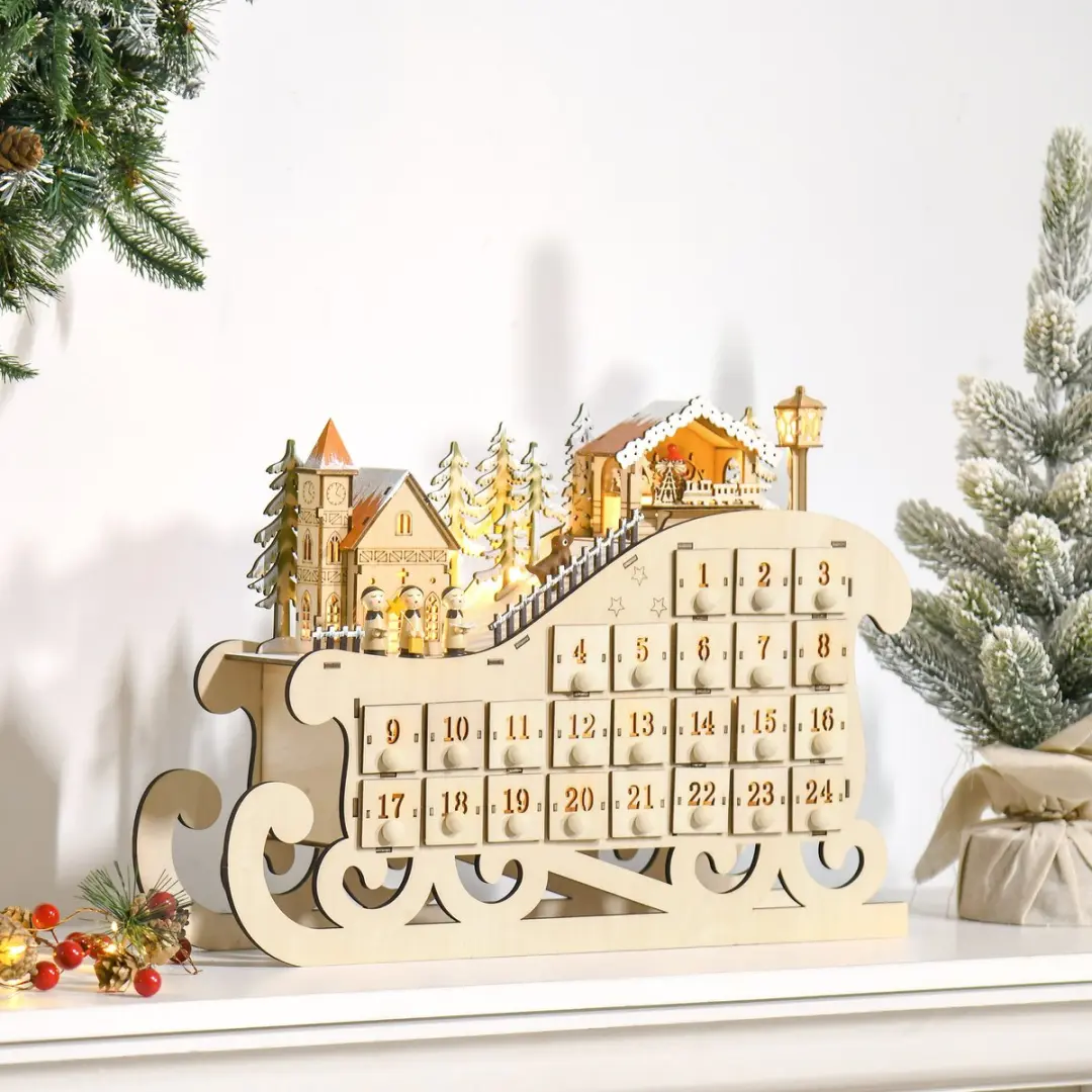 ECTEATOY® Adventskalender Slee met 24 Lades en LED-verlichting
