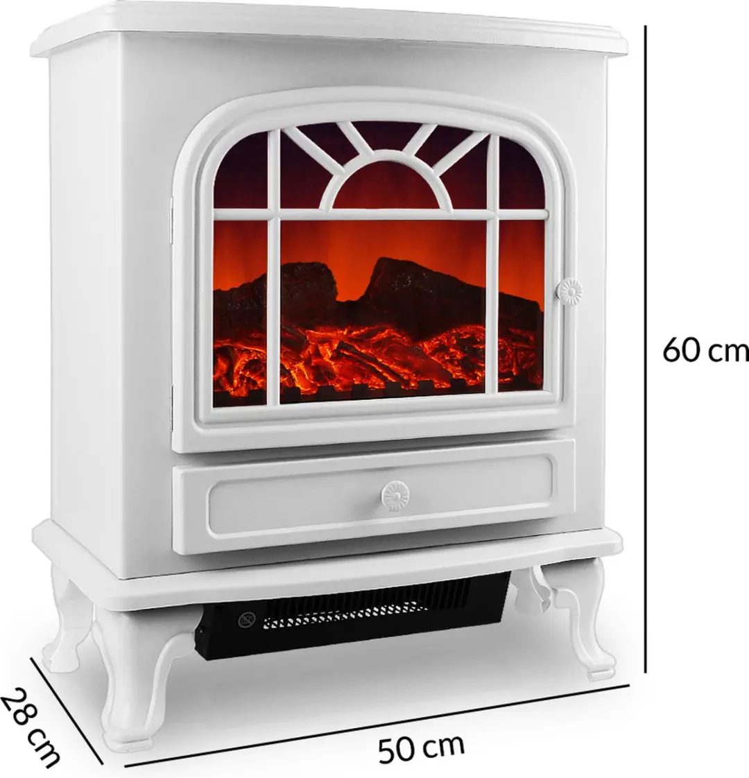 Monzana Elektrische Kachel 2000W Wit - LED Vlammen Effect