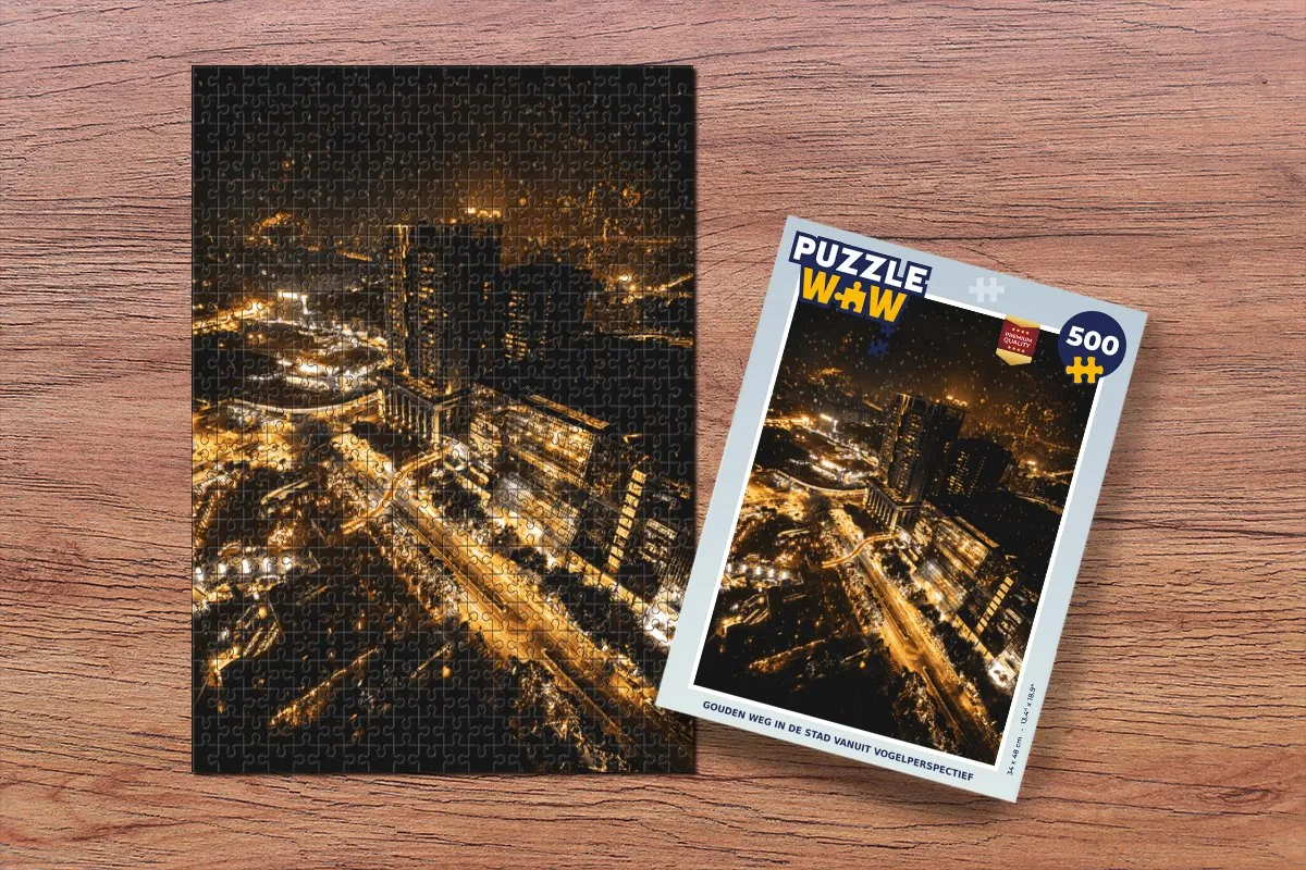 PuzzleWow Sneeuw Stad Legpuzzel 500 Stuks - Multicolor