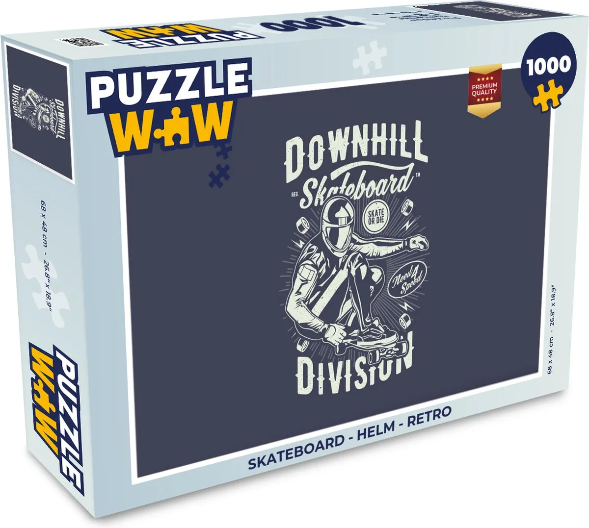 PuzzleWow Skateboard Helm Retro Legpuzzel 1000 Stuks