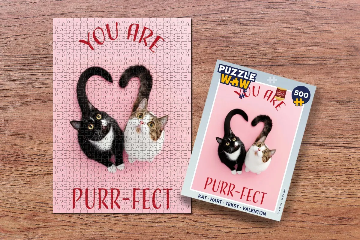 PuzzleWow Kattenhart Valentijn Legpuzzel 500 Stuks