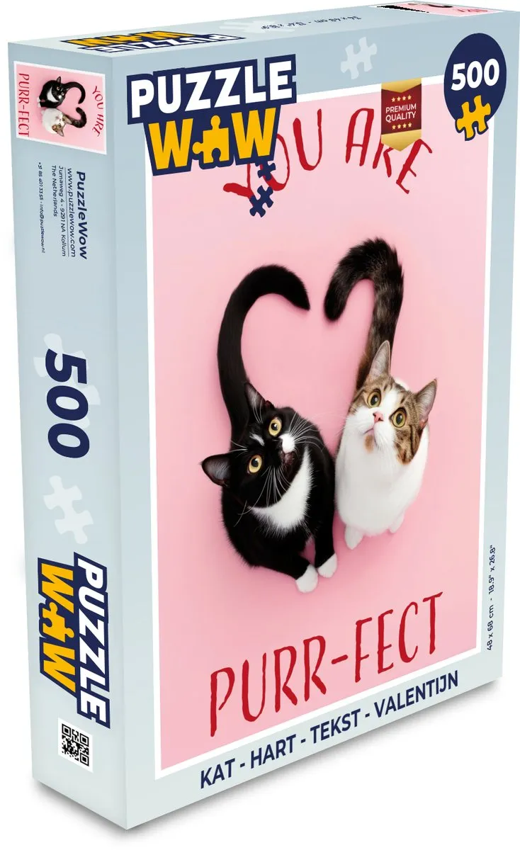 PuzzleWow Kattenhart Valentijn Legpuzzel 500 Stuks