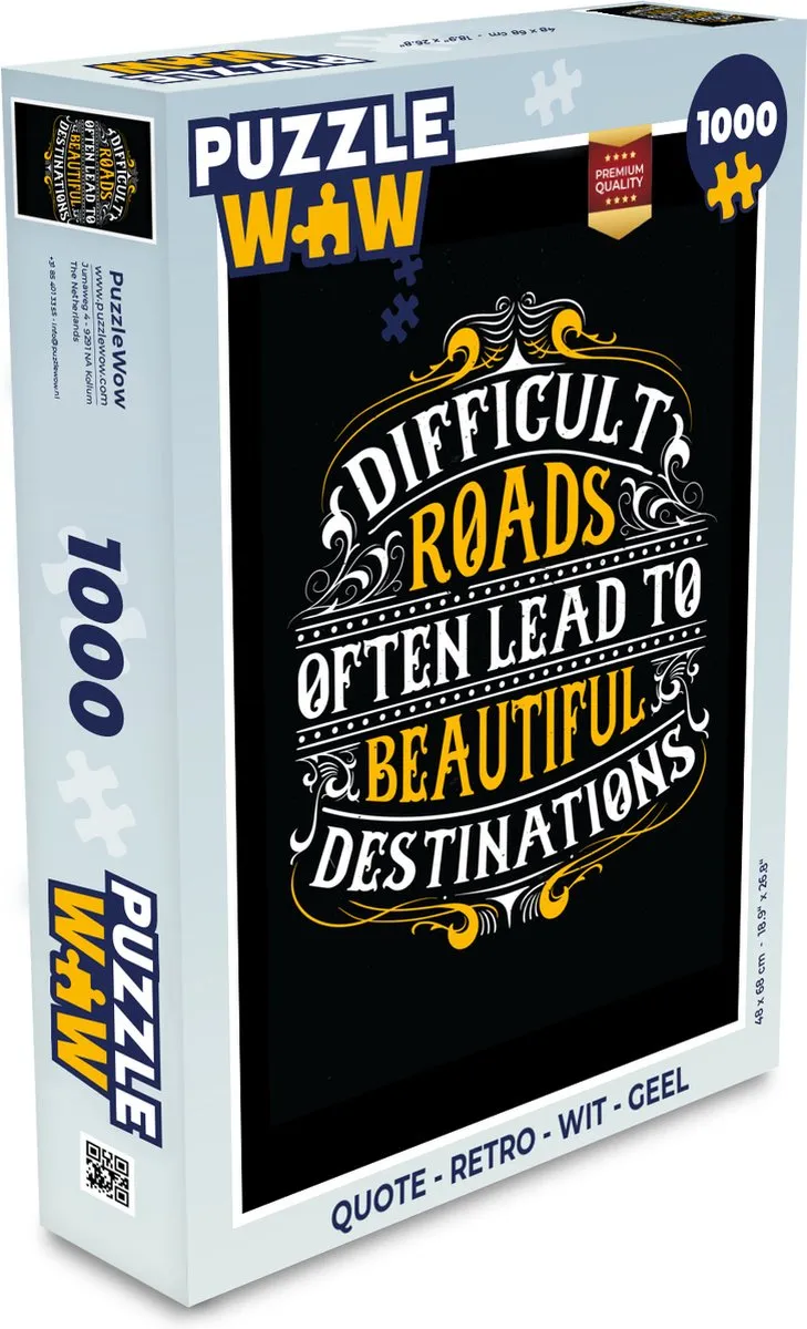 PuzzleWow Quote Retro Legpuzzel 1000 Stuks - Multicolor