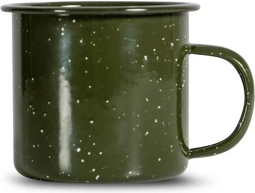 Merkloos geëmailleerde metalen mok, 0.35L, groen, retro design