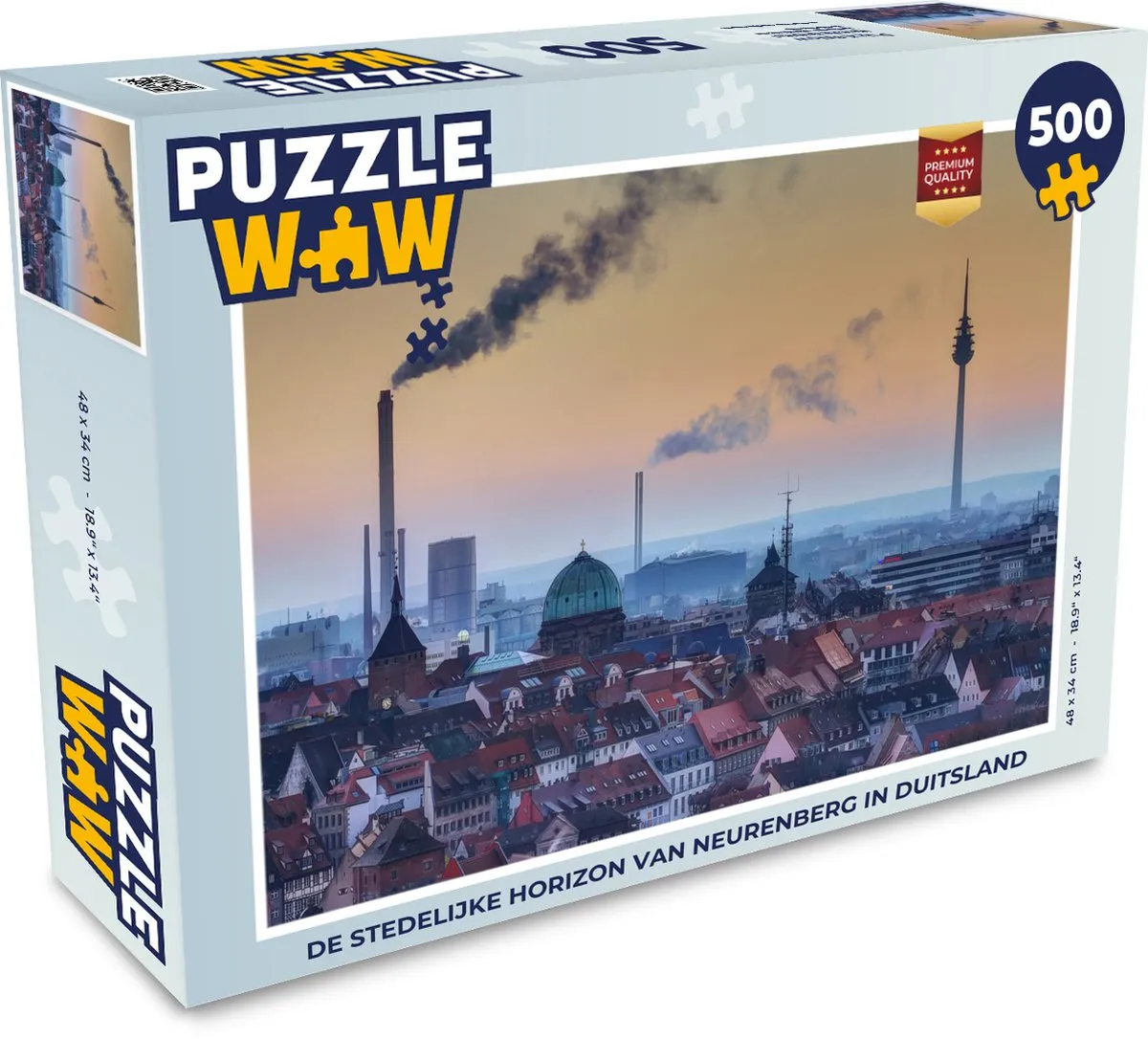 PuzzleWow Legpuzzel De Stedelijke Horizon Neurenberg 500 Stuks - Multicolor