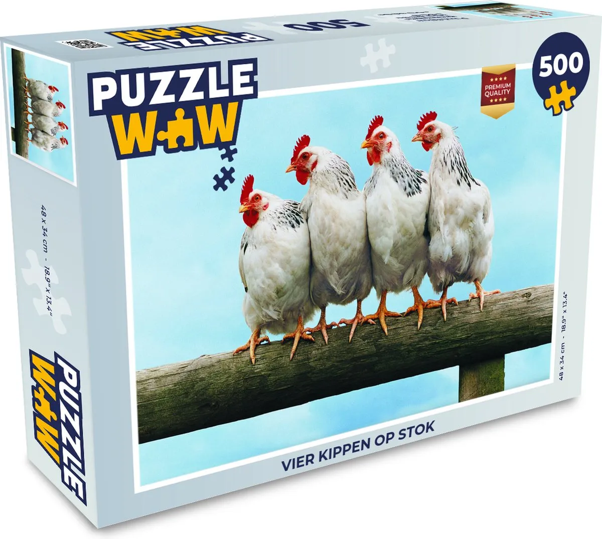 PuzzleWow Vier Kippen op stok Legpuzzel 500 Stuks