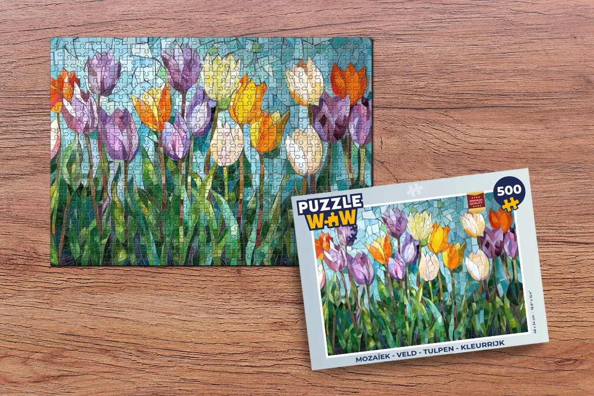 PuzzleWow Mozaïek Legpuzzel 500 Stuks - Tulpen Kleurrijk