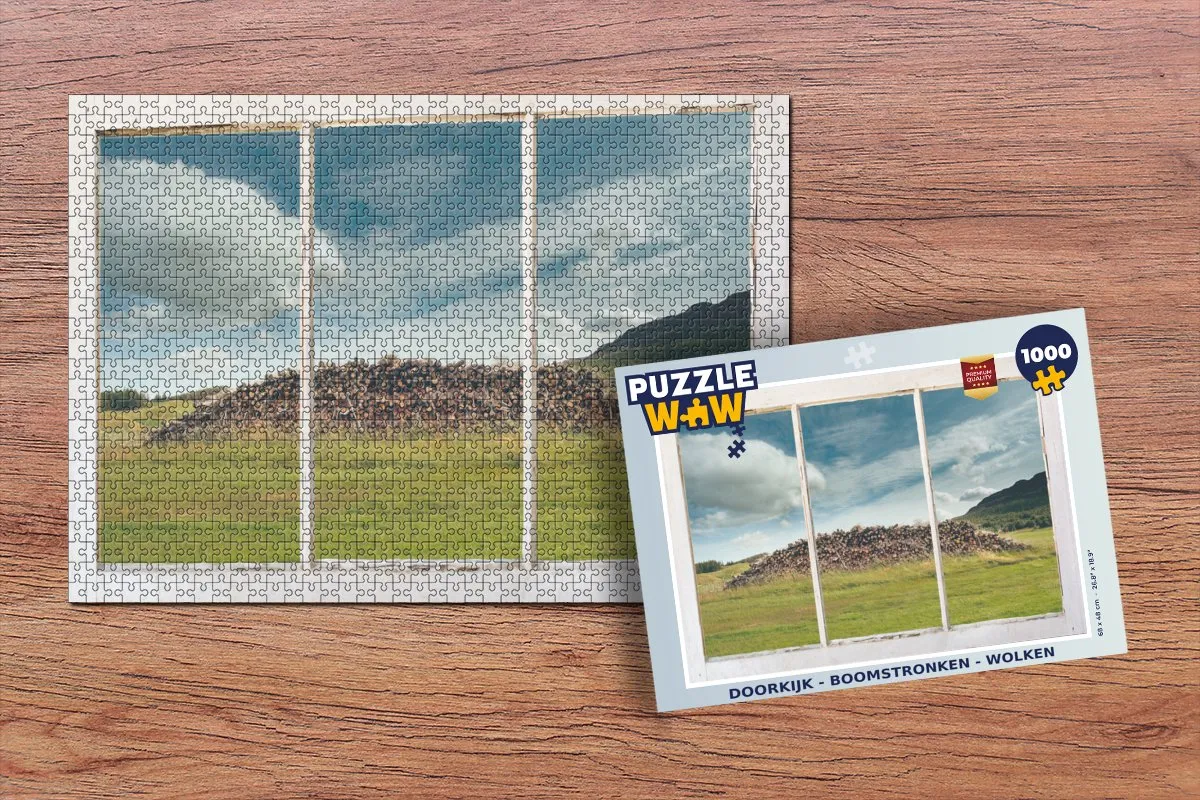 PuzzleWow Doorkijk Boomstronken Wolken Legpuzzel 1000 Stuks - Multicolor