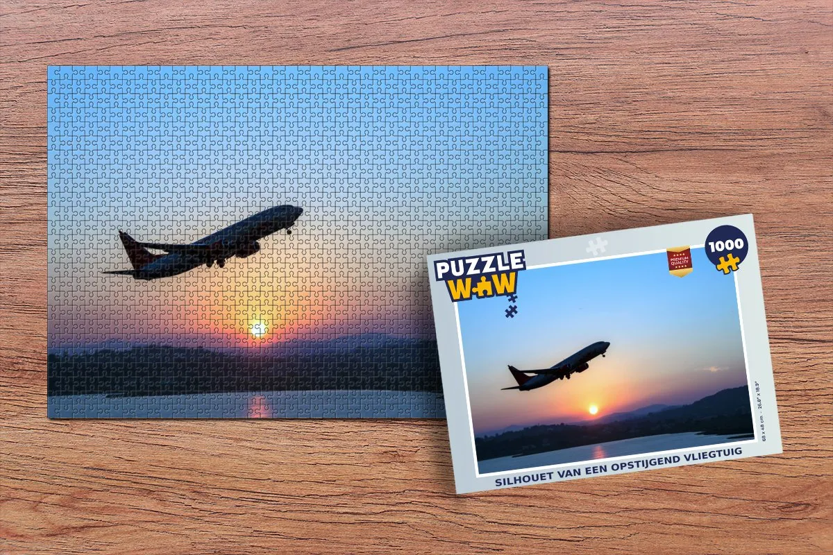 PuzzleWow Legpuzzel Silhouet Vliegtuig 1000 Stuks - Multicolor