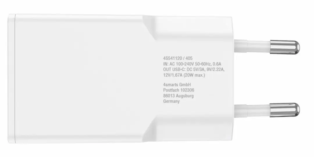 4Smarts 541121 USB-C Adapter 20W - Wit - afbeelding 2 van 6