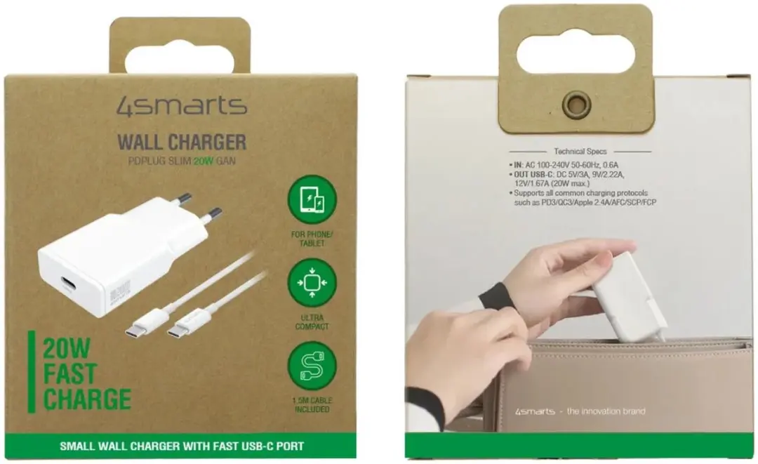 4Smarts 541121 USB-C Adapter 20W - Wit - afbeelding 6 van 6