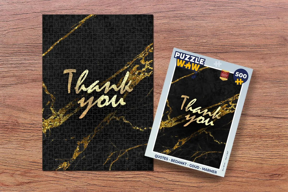 PuzzleWow Quotes Bedankt Legpuzzel 500 Stuks - Goud/Marmer - Multicolor