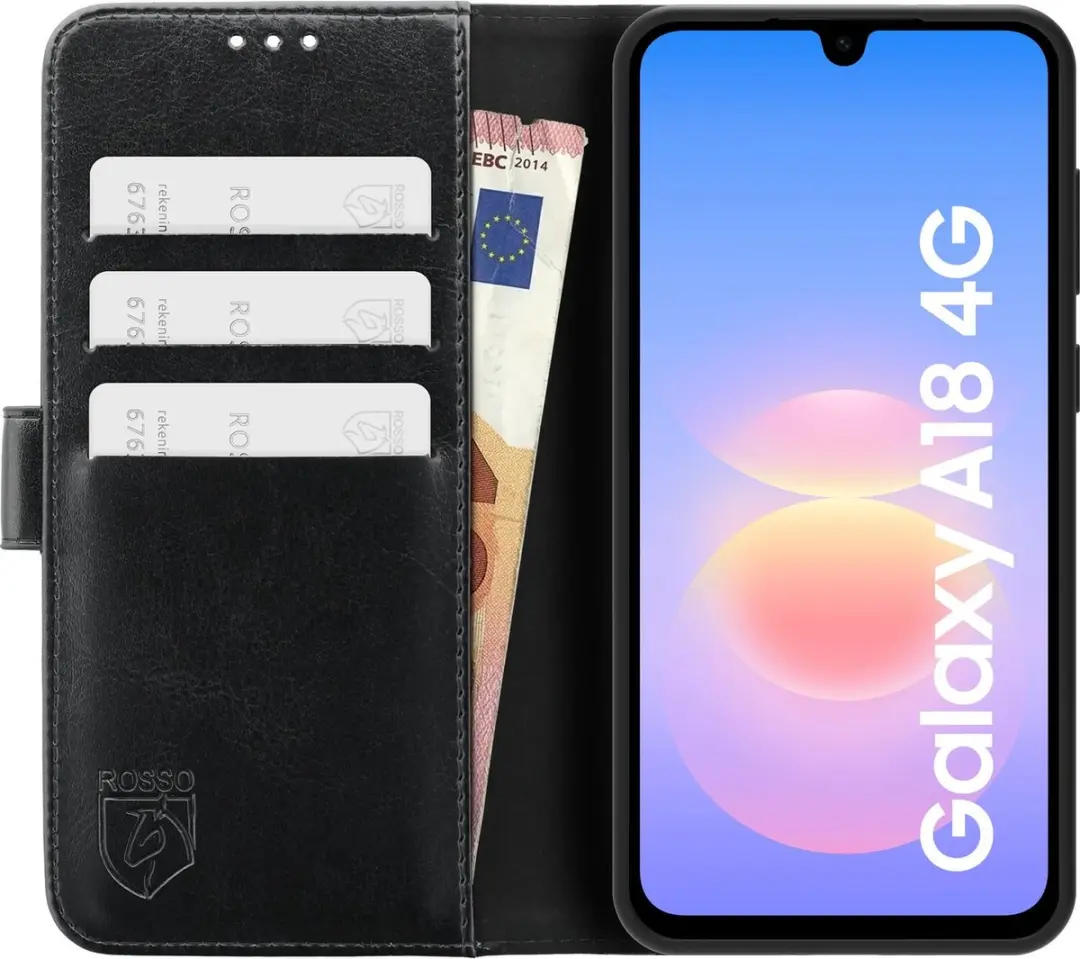 Rosso Element Wallet Book Case 264404 - Samsung Galaxy A18 - 3 Pasjes - Zwart - afbeelding 6 van 6