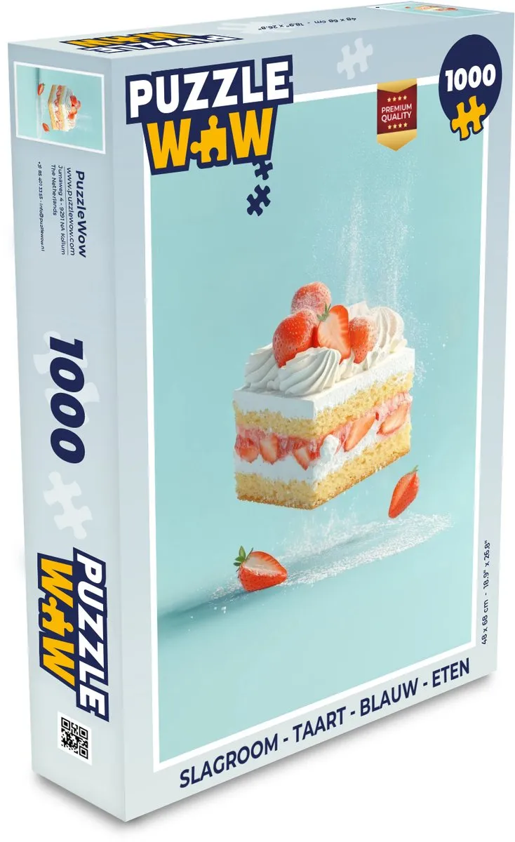 PuzzleWow Slagroom Taart Legpuzzel 1000 Stuks - Blauw