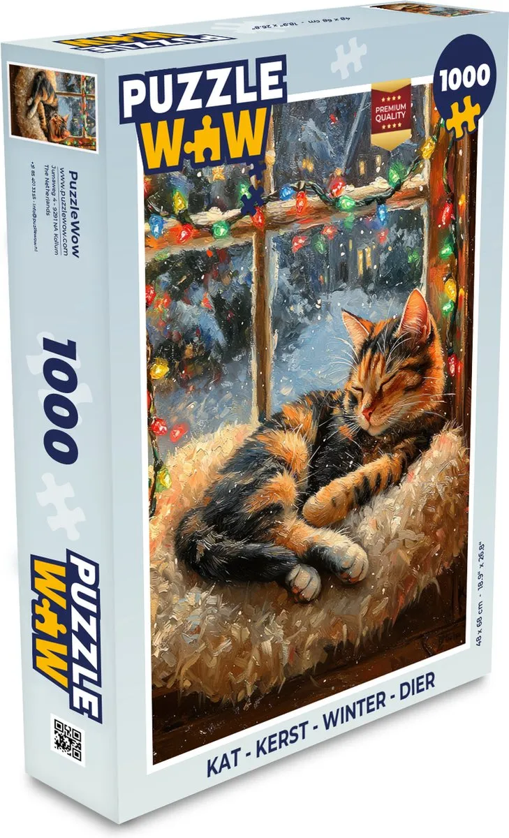 PuzzleWow Kerst Kat Legpuzzel 1000 Stuks