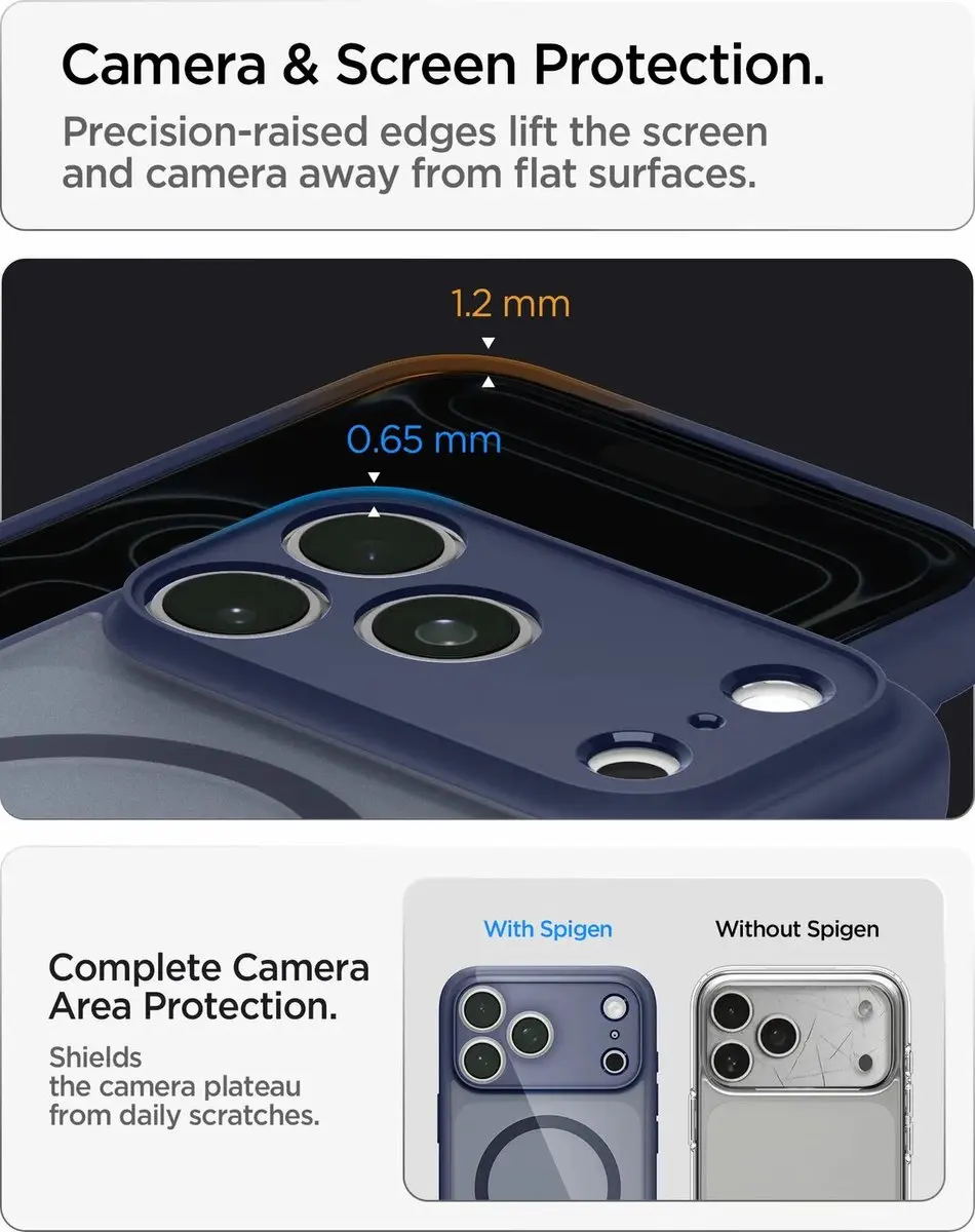 Spigen Ultra Hybrid MagFit ACS11931 Hoesje - iPhone 18 Pro - Frosted Blauw - afbeelding 6 van 6