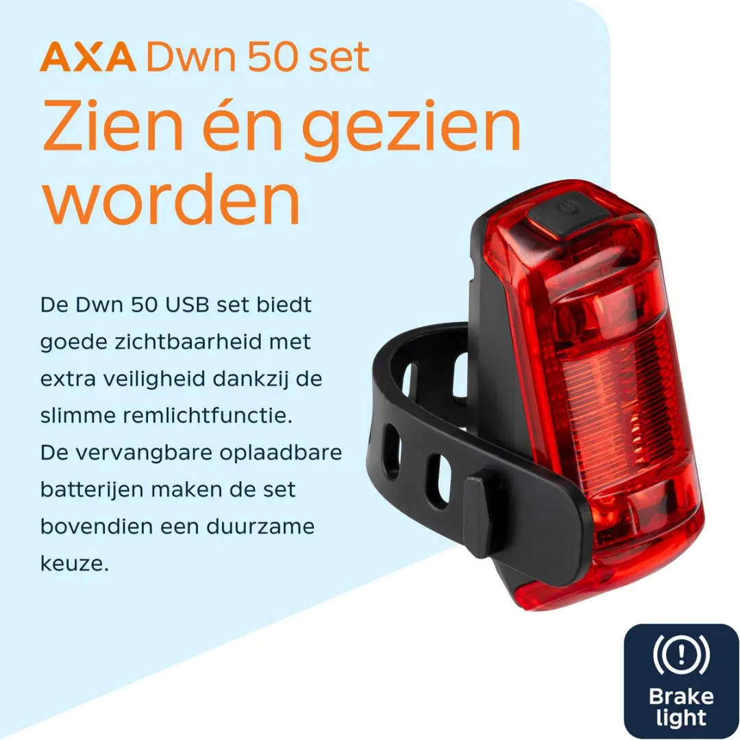 AXA Dwn 50 USB Fietsverlichting - 50 Lux - Zwart - afbeelding 6 van 6