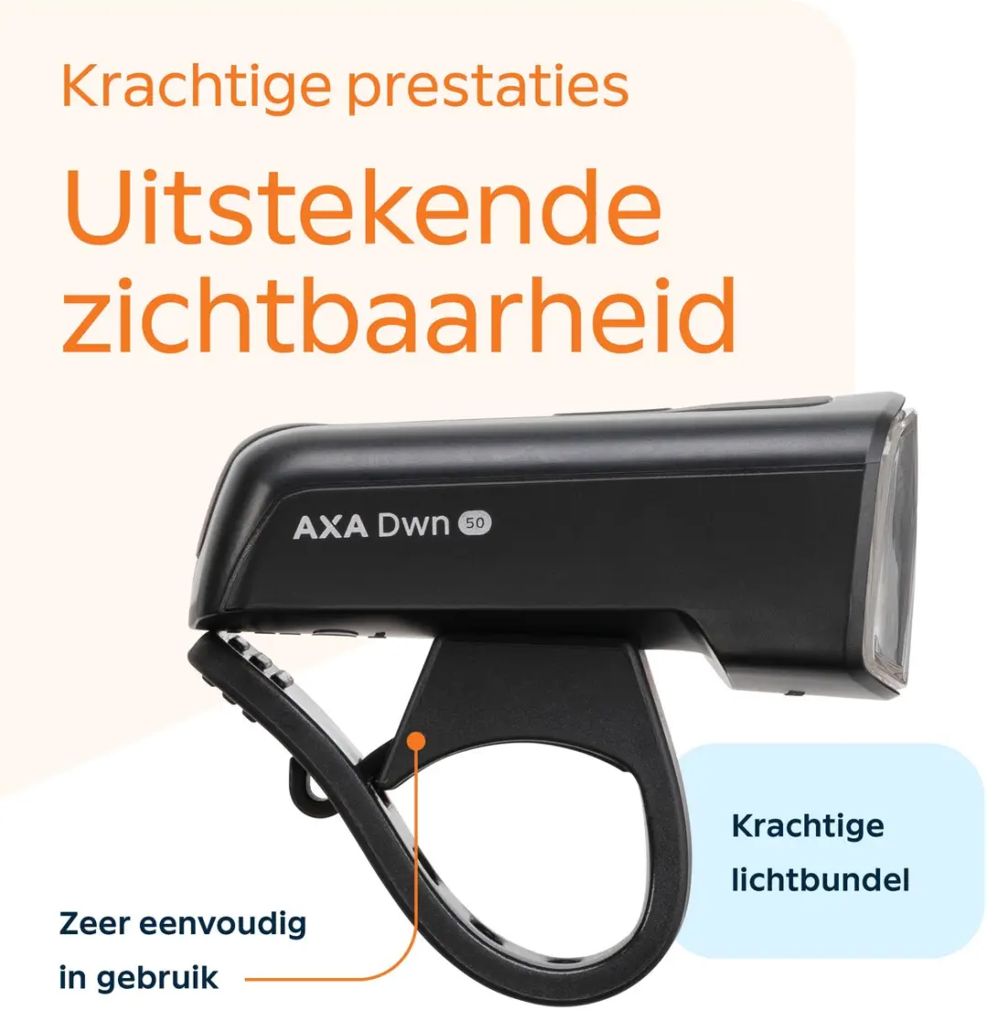 AXA Dwn 50 USB Fietsverlichting - 50 Lux - Zwart - afbeelding 3 van 6