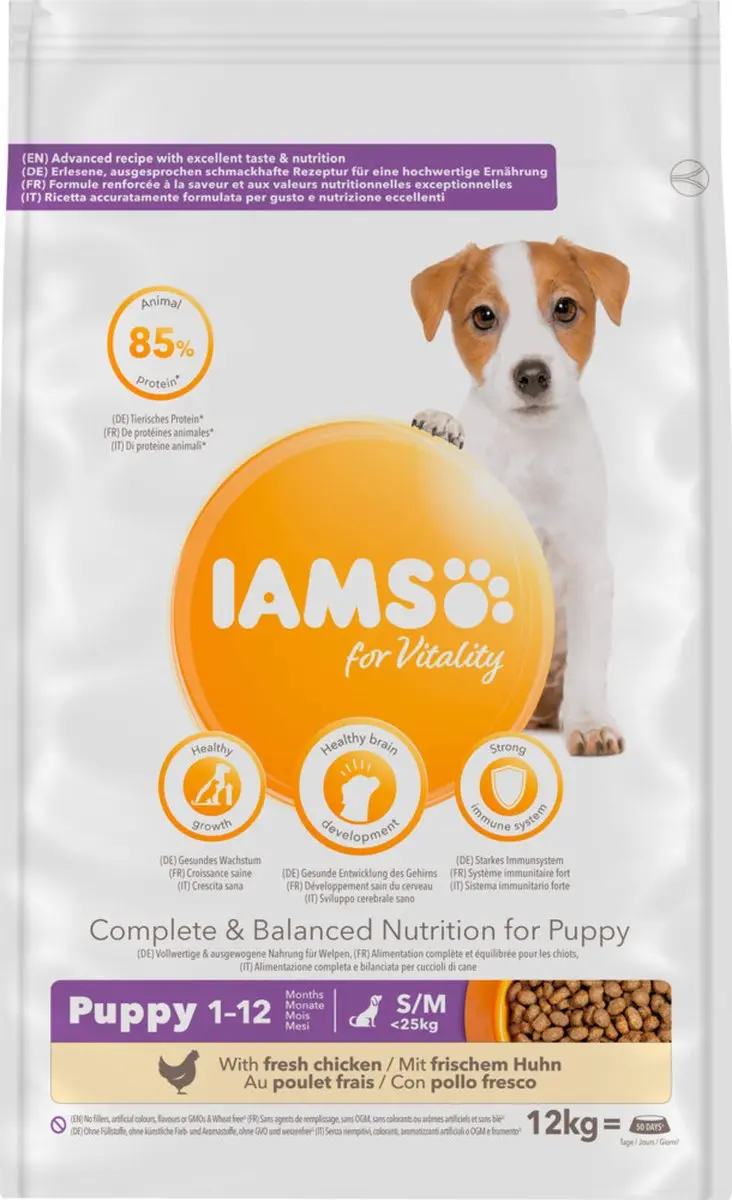 Iams Puppy & Junior Kip Hondenvoer 12 kg