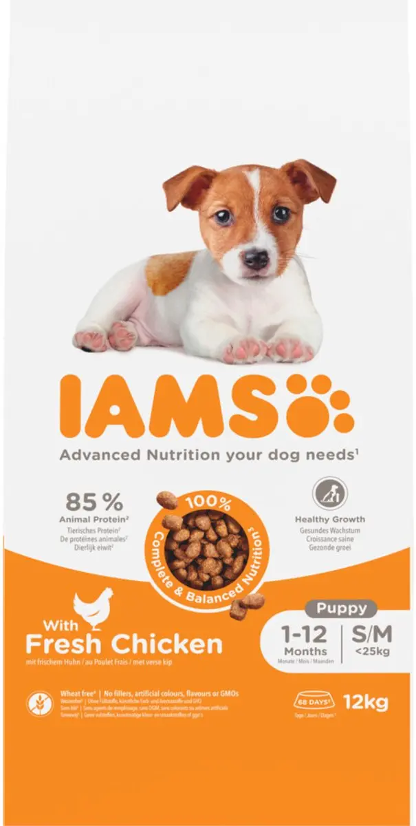 Iams Puppy & Junior Kip Hondenvoer 12 kg