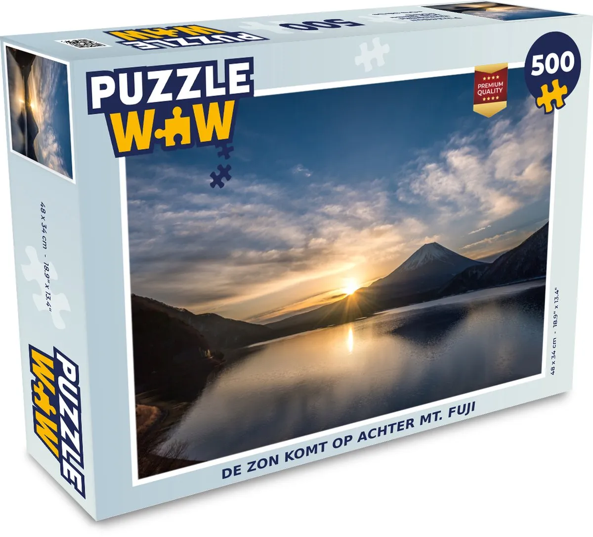 PuzzleWow De zon komt op achter Mt. Fuji Legpuzzel 500 Stuks - Multicolor