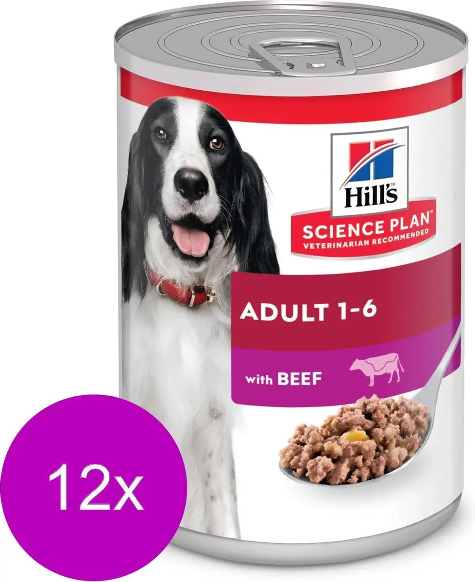 Hill's Science Plan Adult Hondenvoer Blik Rund 370g - 12 Stuks - afbeelding 2 van 2