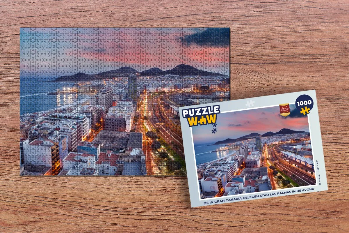 PuzzleWow Las Palmas Avond Legpuzzel 1000 Stuks - Multicolor