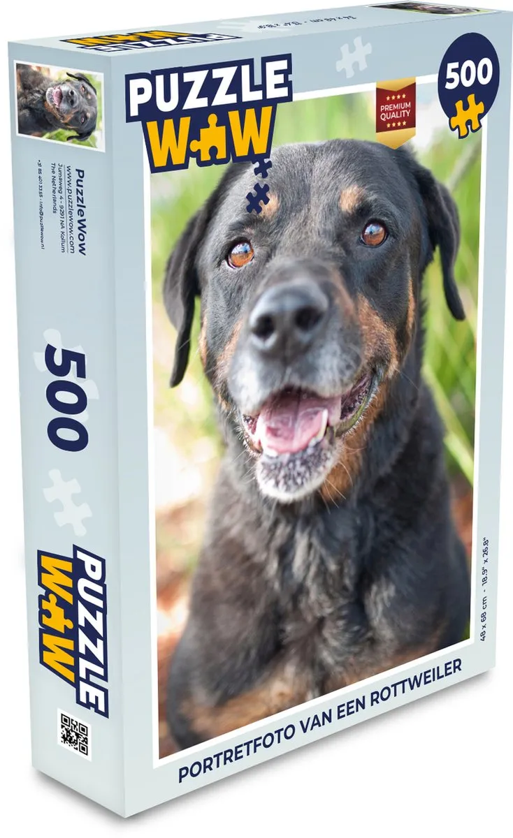 PuzzleWow Legpuzzel Rottweiler 500 Stuks