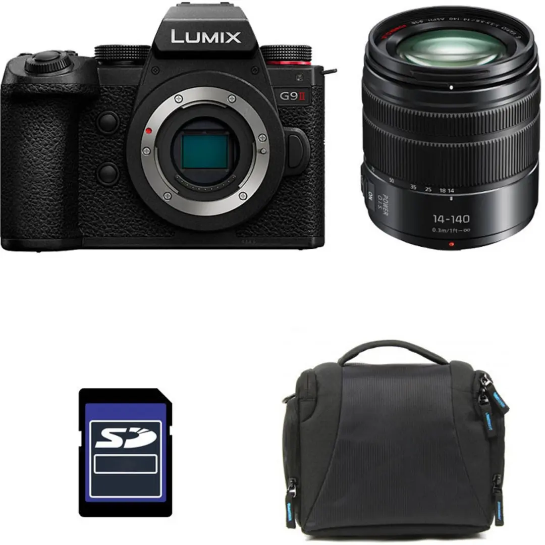 PANASONIC LUMIX G9 II Schwarz + 14-140mm Objektiv + Tasche und 4GB SD-Karte