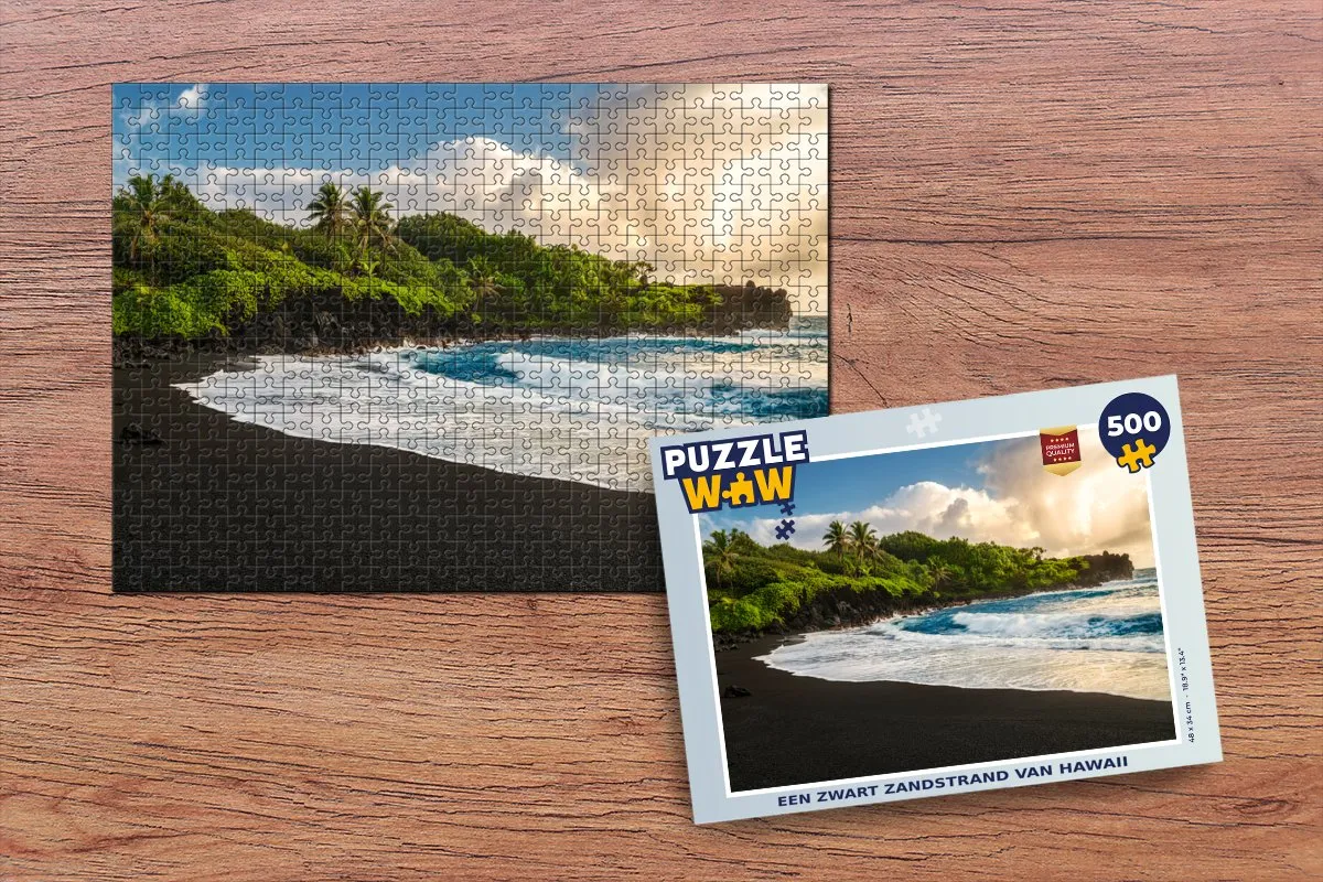 PuzzleWow Hawaii Zwart Zandstrand Legpuzzel 500 Stuks - Multicolor