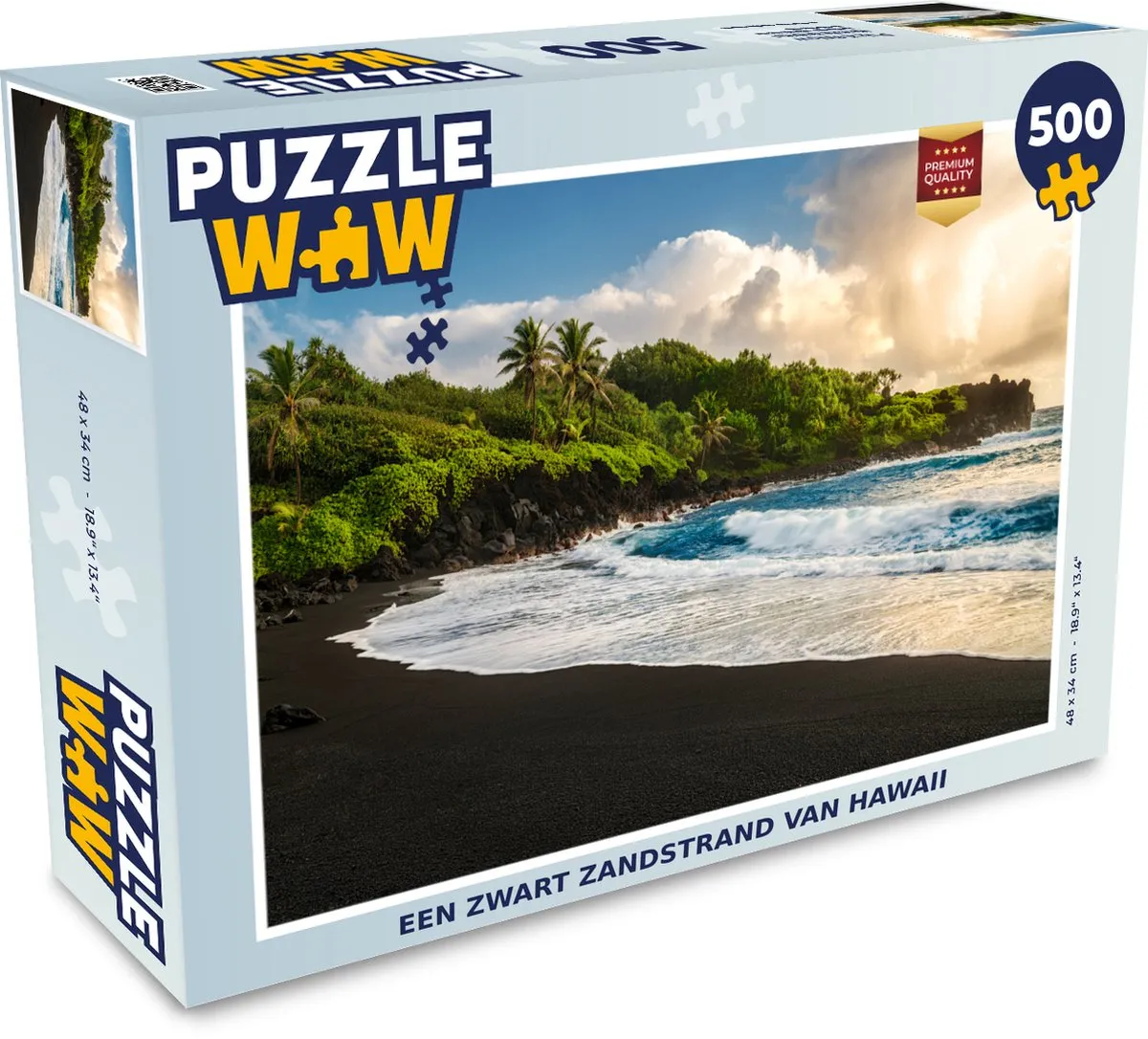 PuzzleWow Hawaii Zwart Zandstrand Legpuzzel 500 Stuks - Multicolor