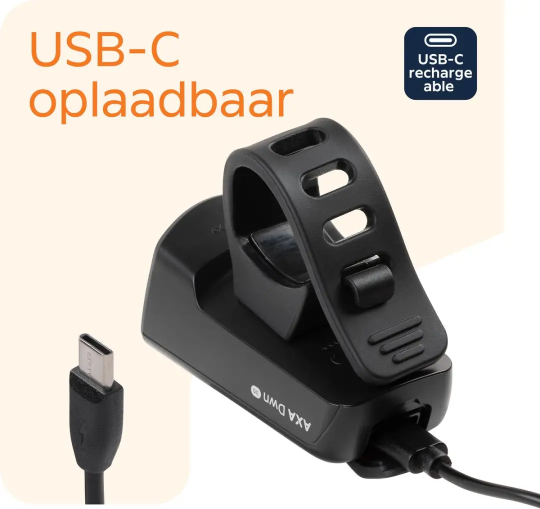 AXA Dwn 30 USB Koplamp - 30 Lux - Zwart - afbeelding 6 van 6