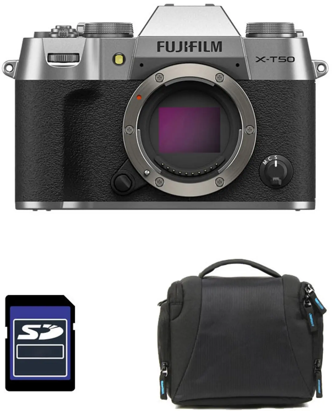 FUJIFILM X-T50 Silber + Tasche + 8 GB SD-Karte
