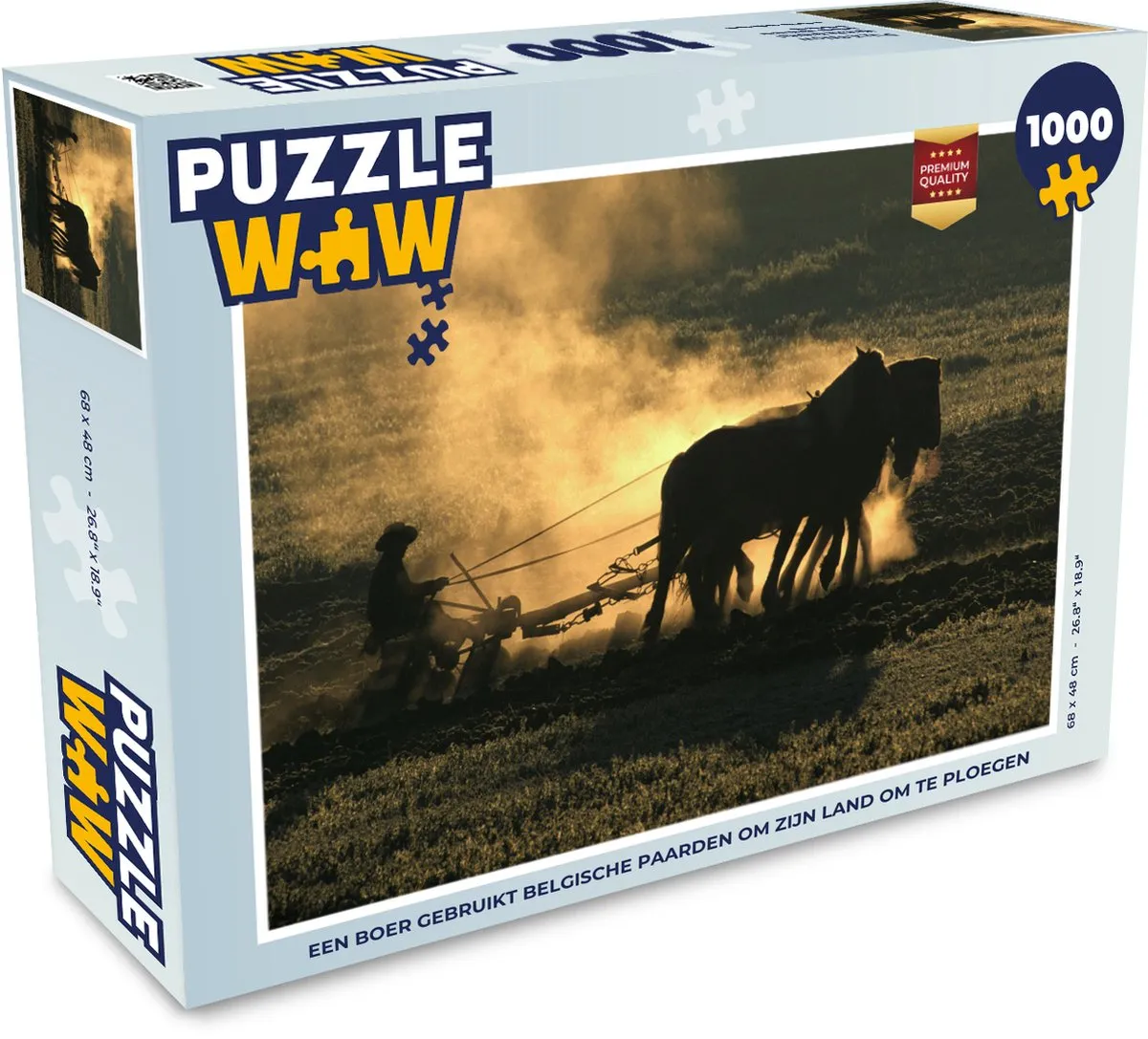 PuzzleWow Paarden Boer Ploegen Puzzel 1000 Stuks - Multicolor