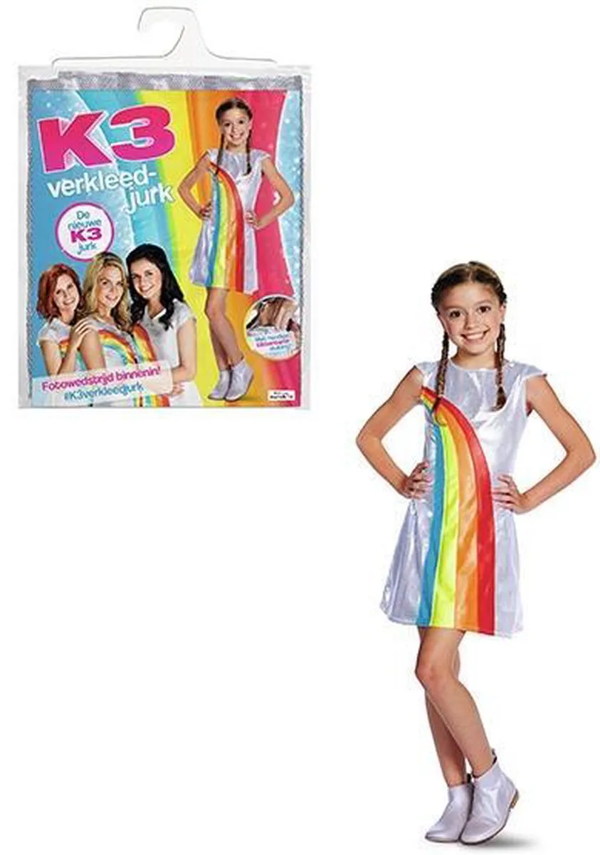 Studio 100 K3 Regenboogjurk - Maat 152 - Zilver