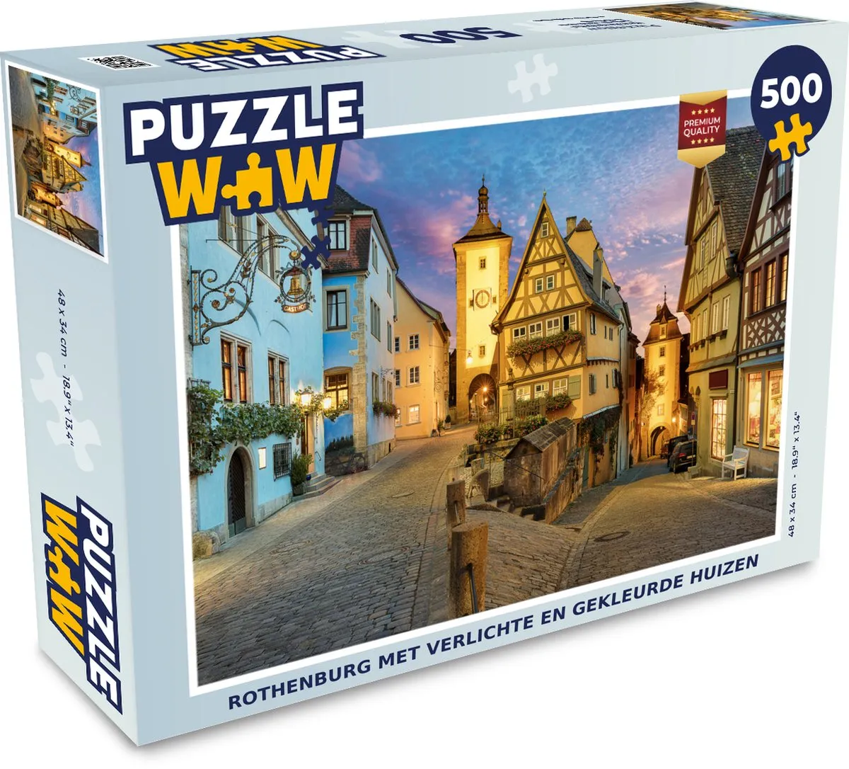 PuzzleWow Rothenburg Verlichte Huizen Legpuzzel 500 Stuks