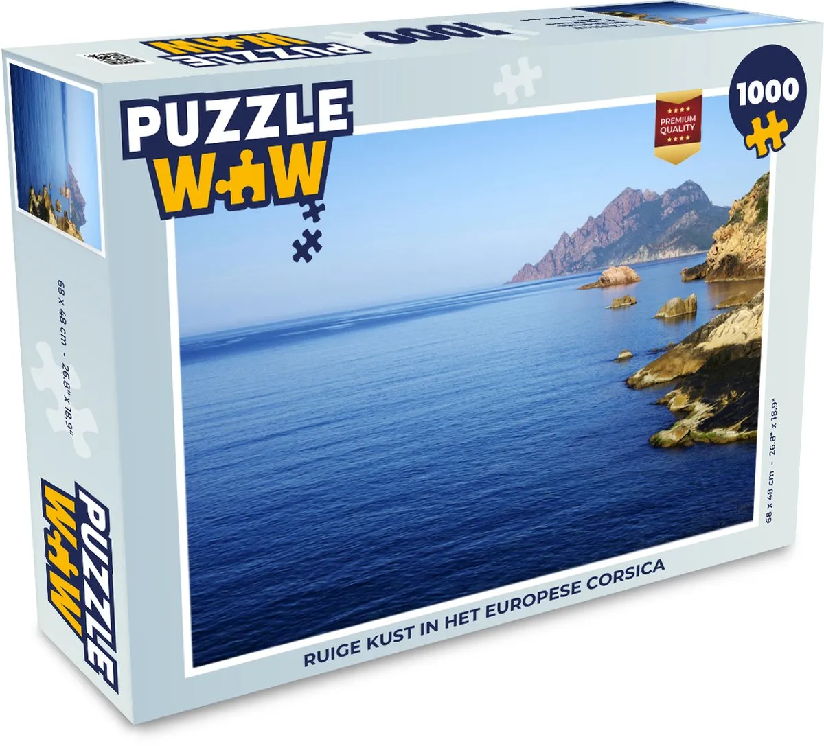 PuzzleWow Legpuzzel Ruige Kust Corsica 1000 Stuks - Multicolor