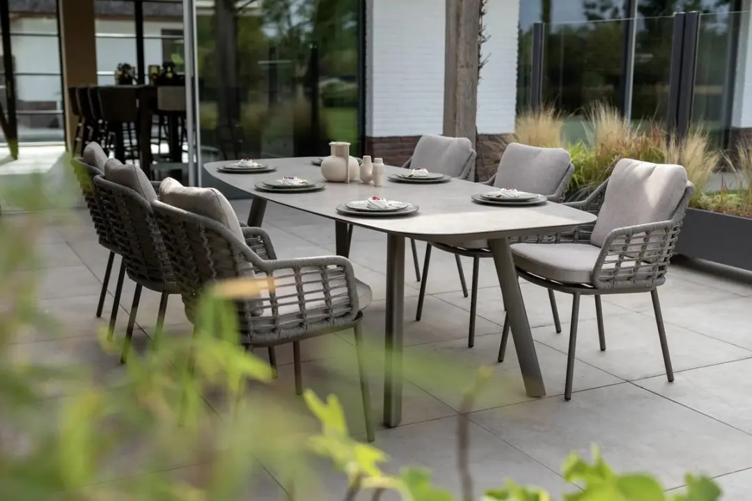 4 Seasons Outdoor Manolo Tafel 240x103cm + 6x Puglia Stoelen - Terre - afbeelding 2 van 4