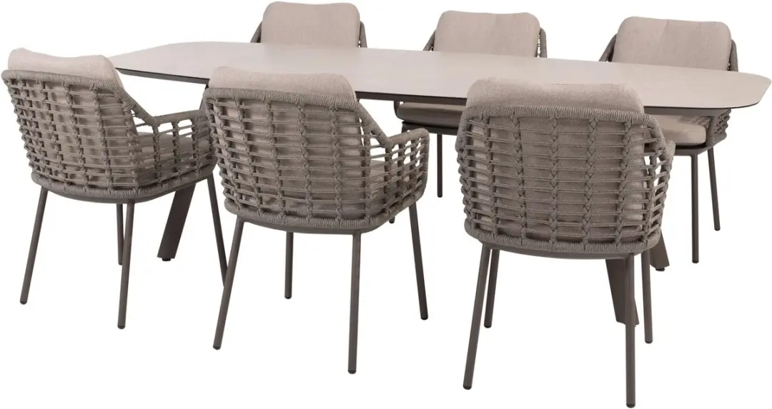 4 Seasons Outdoor Manolo Tafel 240x103cm + 6x Puglia Stoelen