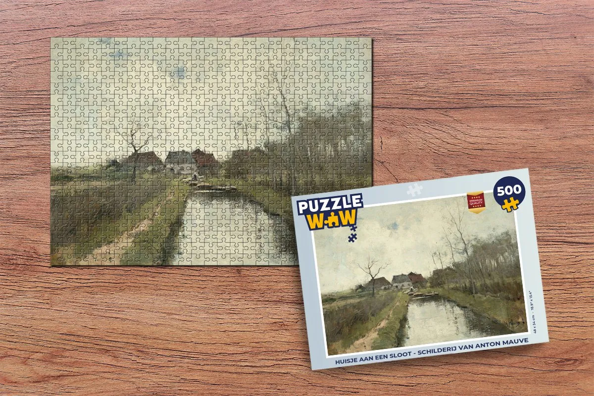 PuzzleWow Huisje aan een Sloot Legpuzzel 500 Stuks - Anton Mauve - Multicolor