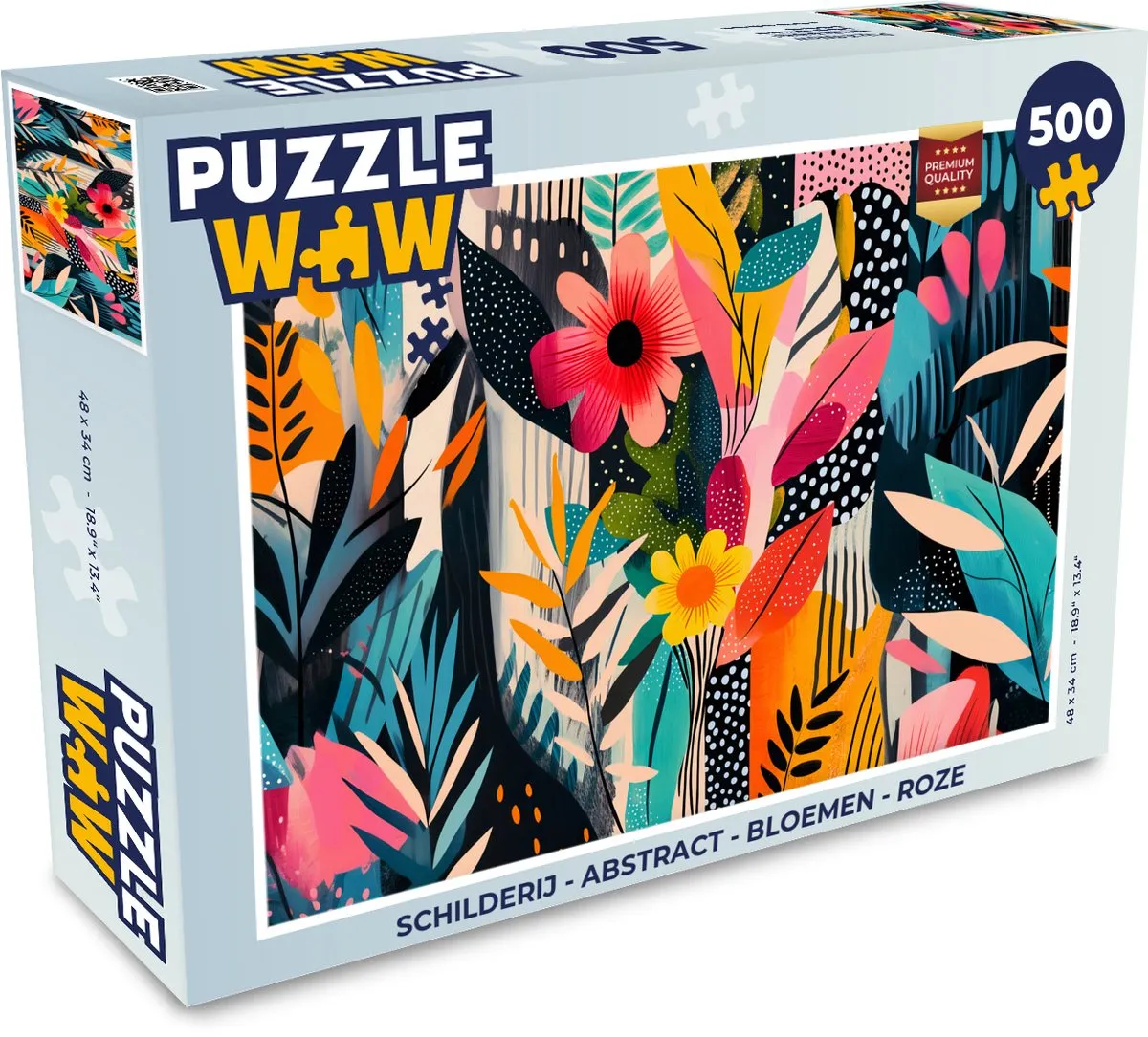 PuzzleWow Abstract Bloemen Legpuzzel 500 Stuks - Roze/Kleurrijk