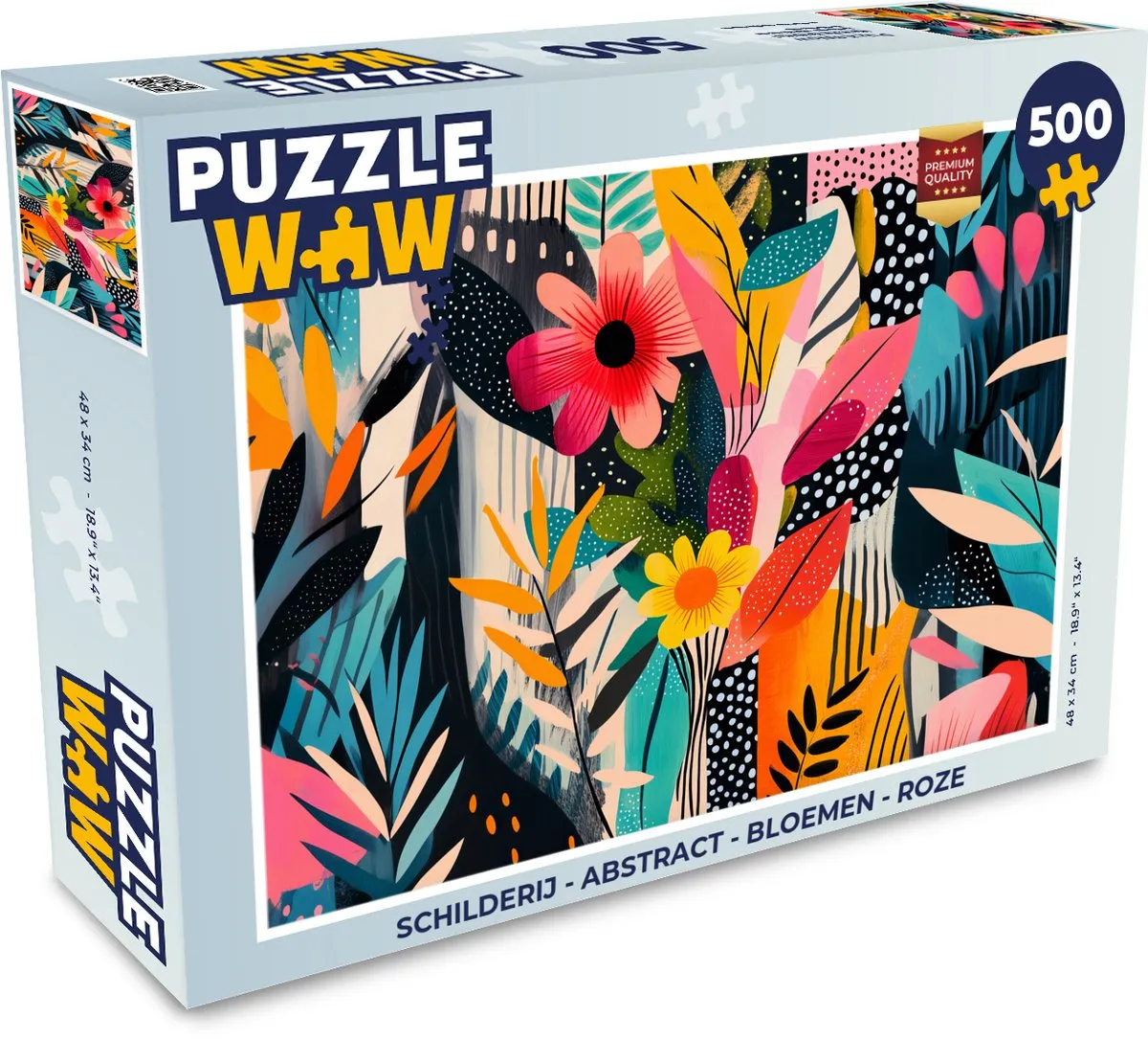 PuzzleWow Abstract Bloemen Legpuzzel 500 Stuks - Roze/Kleurrijk