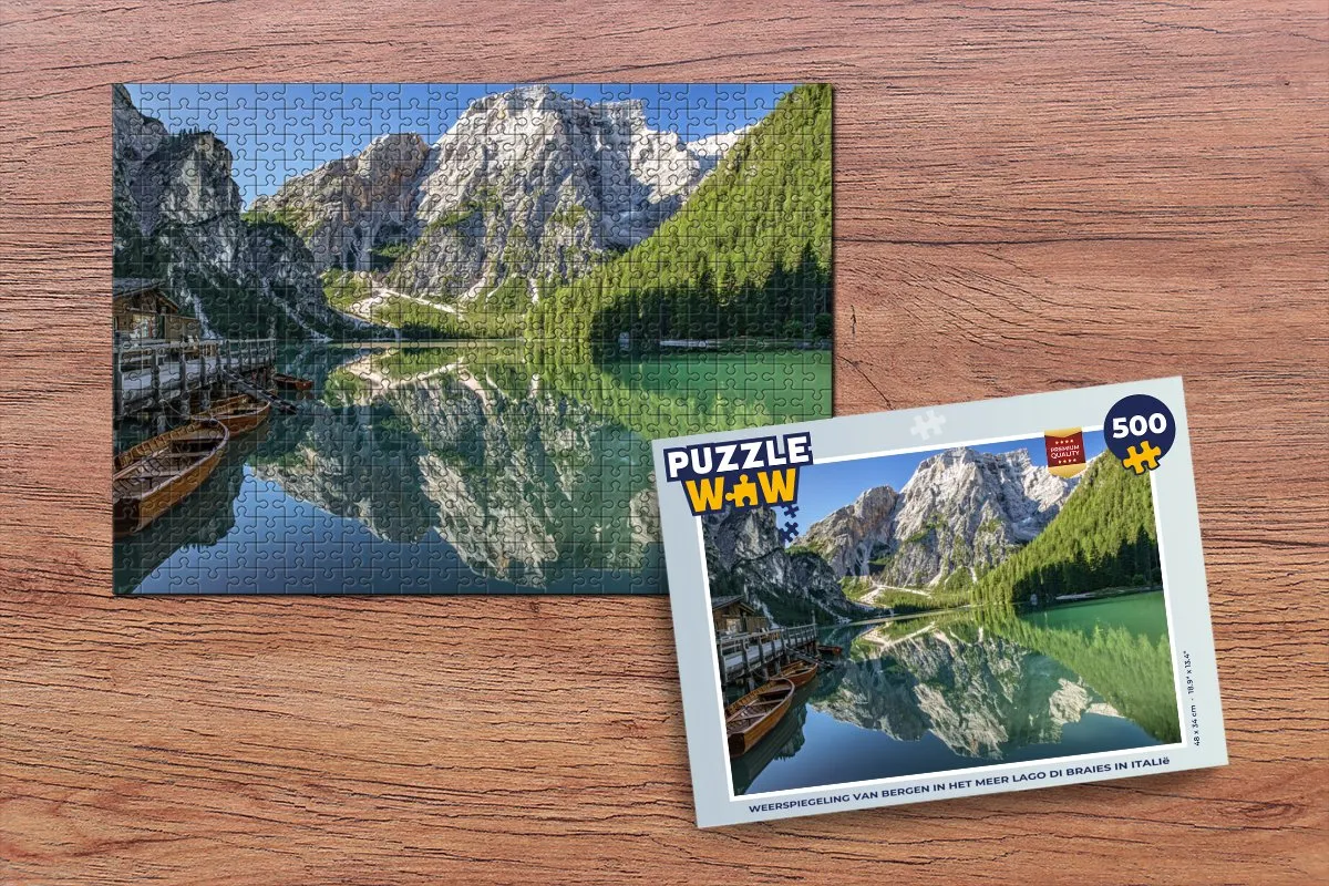 PuzzleWow Lago di Braies Legpuzzel 500 Stuks - Multicolor