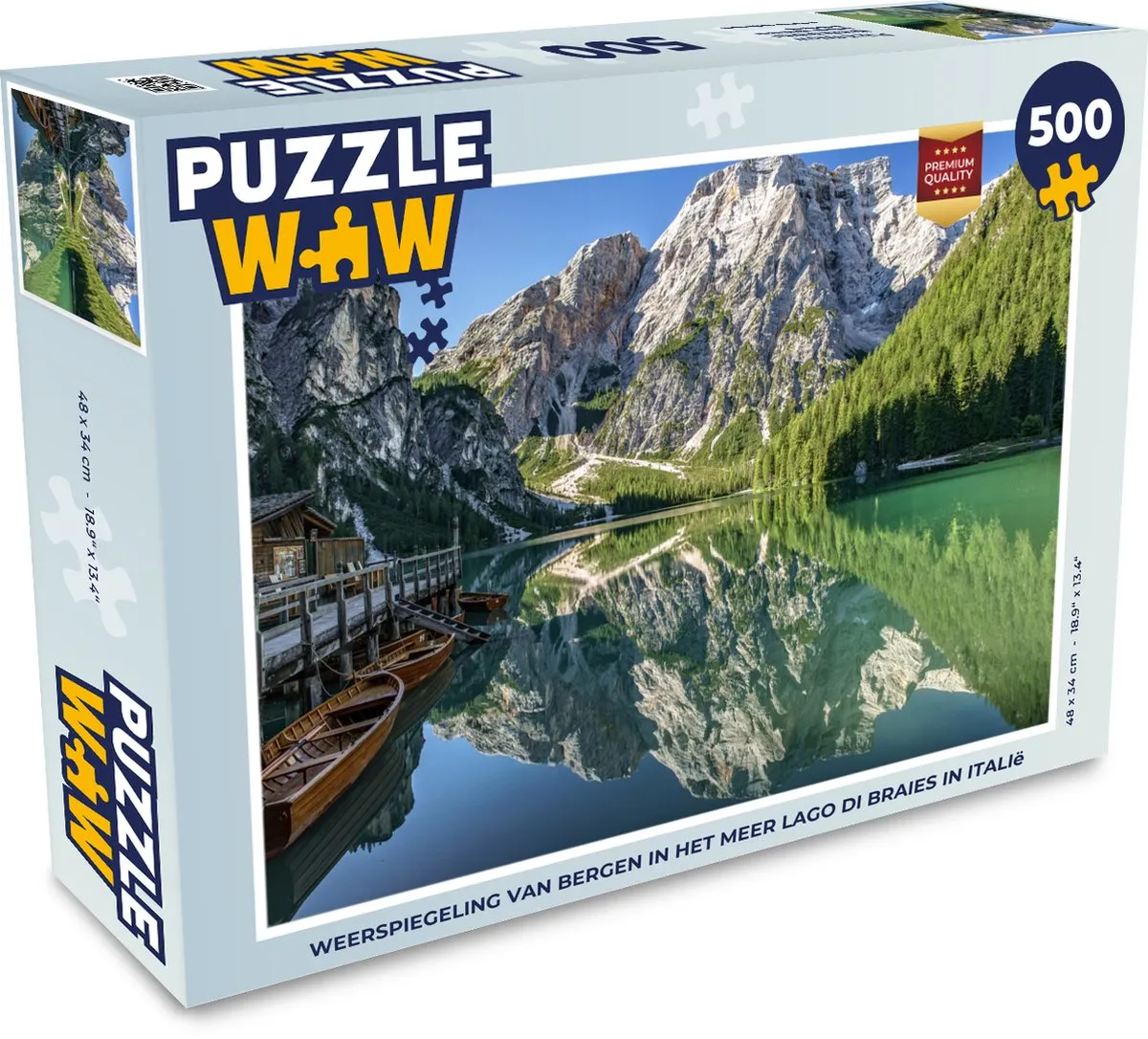 PuzzleWow Lago di Braies Legpuzzel 500 Stuks - Multicolor