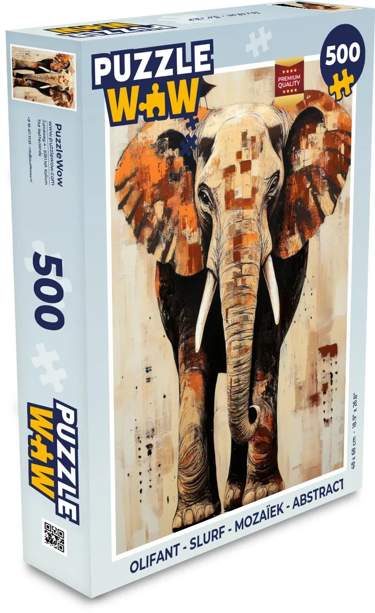 PuzzleWow Olifant Mozaïek Legpuzzel 500 Stuks