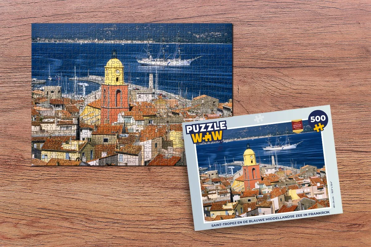 PuzzleWow Saint-Tropez Blauwe Middellandse Zee Legpuzzel 500 Stuks - Multicolor