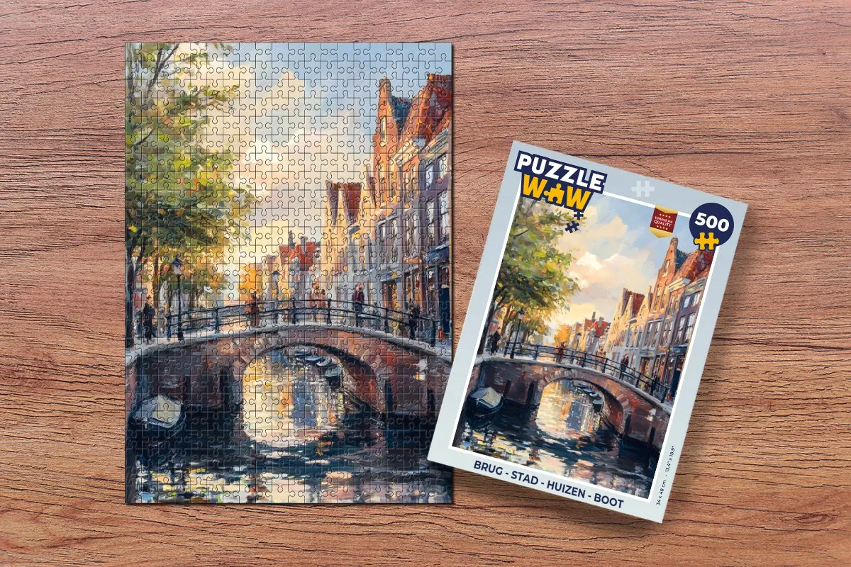 PuzzleWow Brug Stad Gracht Legpuzzel 500 Stuks