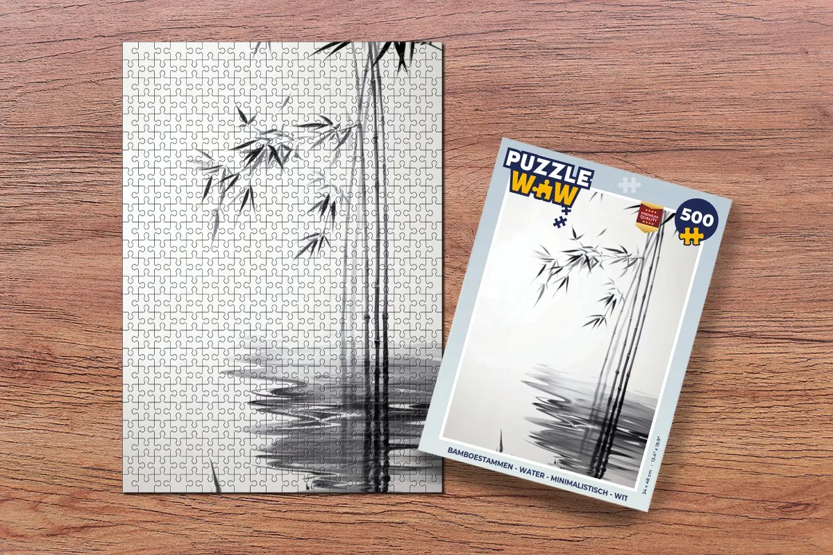 PuzzleWow Bamboestammen Water Legpuzzel 500 Stuks - Wit