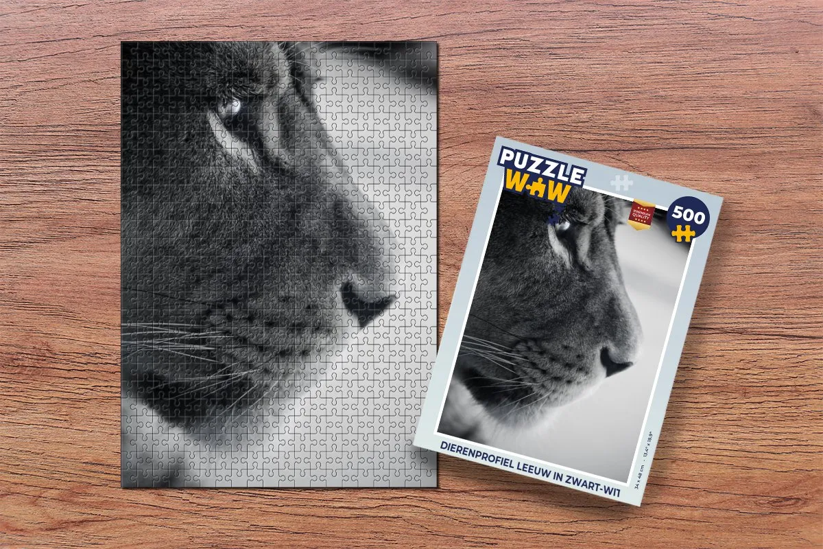 PuzzleWow Dierenprofiel Leeuw Legpuzzel 500 Stuks - Multicolor