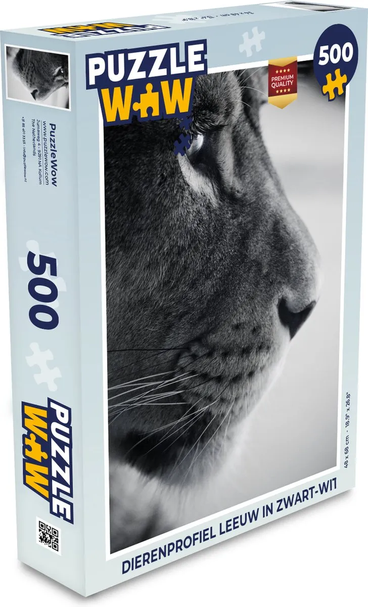 PuzzleWow Dierenprofiel Leeuw Legpuzzel 500 Stuks - Multicolor